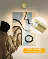 Picture Light for Wall, Battery Operated Art Light for Paintings CCT Dimmable Recharging Gallery Battery Wall Light with Remote Control for Living Room Gallery Dartboard Art Bathroom - Front View