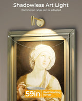 Picture Light for Wall, Battery Operated Art Light for Paintings CCT Dimmable Recharging Gallery Battery Wall Light with Remote Control for Living Room Gallery Dartboard Art Bathroom - Top-Down View