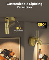 Spot Lights Indoor, Rechargeable Picture Light with Remote, Dimmable CCT Spotlight for Wall Art, 6000mAh Battery Uplights Indoor with Timer for Plant Artwork Painting Sofa Corner Light Gold - 45-Degree Angle