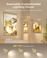 Picture Light for Wall, Battery Operated Art Light for Paintings CCT Dimmable Spotlight for Wall Art Wall Light with Remote Control for Living Room Gallery Dartboard Bathroom Light Gold