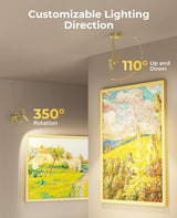 Picture Light for Wall, Battery Operated Art Light for Paintings CCT Dimmable Spotlight for Wall Art Wall Light with Remote Control for Living Room Gallery Dartboard Bathroom Light Gold - 45-Degree Angle