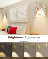 Picture Light for Wall, Battery Operated Art Light for Paintings CCT Dimmable Spotlight for Wall Art Wall Light with Remote Control for Living Room Gallery Dartboard Bathroom Light Gold - Rear View