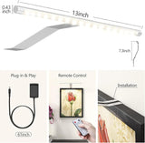 Picture Lights for Wall Plug in or Hardwired,3000K Warm White Dart Board Lights with Remote,13.5inches Silver LED Art Light Dimmbare mit Timer for Gallery Paintings Picture Dartboard - Rear View