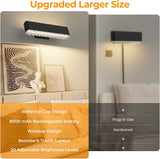 Battery Operated Wall Sconce Set of 2 Wireless Wall Lamp with Remote Control & Touch Control Rechargeable LED Wall Lights 3 Color Temperatures 360° Rotatable for Bedroom Living Room Black - Side View