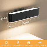 Battery Operated Wall Sconce Set of 2 Wireless Wall Lamp with Remote Control & Touch Control Rechargeable LED Wall Lights 3 Color Temperatures 360° Rotatable for Bedroom Living Room Black - Close-Up Angle