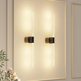 Black Battery Operated Wall Sconce Set of 2, Rechargeable Wireless Wall Lights with Remote and Touch, 360° Rotatable Sconces Wall Decor for Bedroom Living Room (23.62 Inch, 2-Pack)