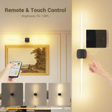 Black Battery Operated Wall Sconce Set of 2, Rechargeable Wireless Wall Lights with Remote and Touch, 360° Rotatable Sconces Wall Decor for Bedroom Living Room (23.62 Inch, 2-Pack) - Top-Down View