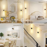 Black Battery Operated Wall Sconce Set of 2, Rechargeable Wireless Wall Lights with Remote and Touch, 360° Rotatable Sconces Wall Decor for Bedroom Living Room (23.62 Inch, 2-Pack)