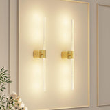Gold Battery Operated Wall Sconce Set of 2, Rechargeable Wireless Wall Lights with Remote and Touch, 360° Rotatable Sconces Wall Decor for Bedroom Living Room (23.62 Inch, 2-Pack)