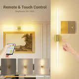 Gold Battery Operated Wall Sconce Set of 2, Rechargeable Wireless Wall Lights with Remote and Touch, 360° Rotatable Sconces Wall Decor for Bedroom Living Room (23.62 Inch, 2-Pack) - Top-Down View