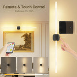 Black Battery Operated Wall Sconce Set of 2, Rechargeable Wireless Wall Lights with Remote and Touch, 360° Rotatable Sconces Wall Decor for Bedroom Living Room (31.49 Inch, 2-Pack) - Top-Down View