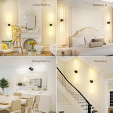 Black Battery Operated Wall Sconce Set of 2, Rechargeable Wireless Wall Lights with Remote and Touch, 360° Rotatable Sconces Wall Decor for Bedroom Living Room (31.49 Inch, 2-Pack) - Close-Up Angle