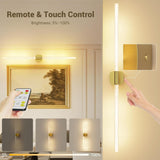 Gold Battery Operated Wall Sconce Set of 2, Rechargeable Wireless Wall Lights with Remote and Touch, 360° Rotatable Sconces Wall Decor for Bedroom Living Room (31.49 Inch, 2-Pack) - Top-Down View