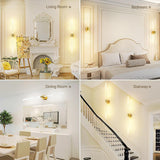 Gold Battery Operated Wall Sconce Set of 2, Rechargeable Wireless Wall Lights with Remote and Touch, 360° Rotatable Sconces Wall Decor for Bedroom Living Room (31.49 Inch, 2-Pack) - Close-Up Angle