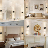 Battery Operated Wall Sconce Set of 2 Black Rechargeable Crystal Sconce Wall Decor Set of 2 with 12000mAh 16