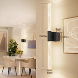 Battery Operated Wall Sconce Set of 2 Black Rechargeable Acrylic Crystal Sconce Wall Decor Set of 2 with 12000mAh CCT Dimmable 350° Rotate Remote Wireless Wall Light for Bedroom Living Room - Rear View