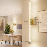 Battery Operated Wall Sconce Set of 2 Brushed Gold 12000mAh Rechargeable Wall Light with Crystal Acrylic 24