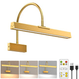 Picture Frame Light with Remote, Wireless 16 Inch Gold Art Light, Battery Picture Light with 3 CCT, Dimmable and Timer Wall Picture Lights for Painting, Wall, Gallery, Artwork, Frame