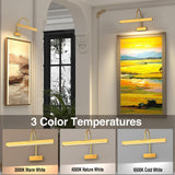 Picture Frame Light with Remote, Wireless 16 Inch Gold Art Light, Battery Picture Light with 3 CCT, Dimmable and Timer Wall Picture Lights for Painting, Wall, Gallery, Artwork, Frame - Side View