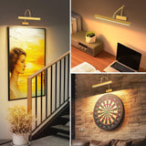Picture Frame Light with Remote, Wireless 16 Inch Gold Art Light, Battery Picture Light with 3 CCT, Dimmable and Timer Wall Picture Lights for Painting, Wall, Gallery, Artwork, Frame - Close-Up Angle