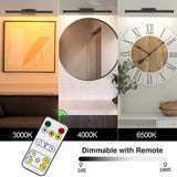 Picture Light Battery Operated, 16in Wireless Art Light for Paintings Color Temperature Adjustable Dimmable Battery Picture Light with Remote Control for Gallery Dartboard Art Bedroom Bathroom - Top-Down View