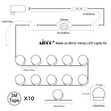 Hollywood Super Star Style Makeup Mirror Vanity LED Light Bulbs Kit for Dressing Table Dimmable & Plug in, Linkable and Flexible Strip, Mirror Not Included