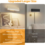 Magnetic Wireless Battery Operated Wall Sconce, Rechargeable Remote Control & Touch Control Wall Sconces Set of Two, 3-Color Temperatures LED Wall Lights, 360° Rotatable (Beech, 2-Pack) - Top-Down View