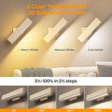Magnetic Wireless Battery Operated Wall Sconce, Rechargeable Remote Control & Touch Control Wall Sconces Set of Two, 3-Color Temperatures LED Wall Lights, 360° Rotatable (Beech, 2-Pack) - Rear View