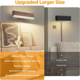 Magnetic Wireless Battery Operated Wall Sconce, Rechargeable Remote Control & Touch Control Wall Sconces Set of Two, 3-Color Temperatures LED Wall Lights, 360° Rotatable (Walnut, 2-Pack) - Side View