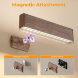 Magnetic Wireless Battery Operated Wall Sconce, Rechargeable Remote Control & Touch Control Wall Sconces Set of Two, 3-Color Temperatures LED Wall Lights, 360° Rotatable (Walnut, 2-Pack) - Top-Down View