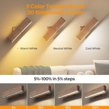 Magnetic Wireless Battery Operated Wall Sconce, Rechargeable Remote Control & Touch Control Wall Sconces Set of Two, 3-Color Temperatures LED Wall Lights, 360° Rotatable (Walnut, 2-Pack) - 45-Degree Angle
