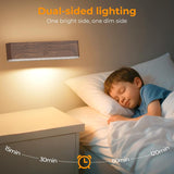Magnetic Wireless Battery Operated Wall Sconce, Rechargeable Remote Control & Touch Control Wall Sconces Set of Two, 3-Color Temperatures LED Wall Lights, 360° Rotatable (Walnut, 2-Pack) - Low Angle