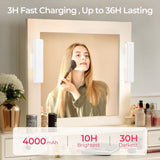 Wireless Vanity Lights for Mirror Set of 2-4000mAh Rechargeable Stick On Makeup Light with CCT Modes & Dimmable Brightness, Cordless Light for Mirror, Vanity, Bathroom, Renter Friendly - Front View
