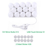 Hollywood LED Vanity Mirror Lights Kit, Dimmable Stick on USB Vanity Lights,Makeup Light Strip for for Bedroom, Dressing Room, Wedding, Party illuminating, CRI>90 (4000K Natural White 14 Bulbs 5V USB) - Front View