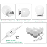 Dimmable Hollywood Style Lighted Vanity Makeup Mirror, LED Vanity Mirror Lights Kit with USB Port for Dressing Table, Mirror Not Included (4000K Natural White 6 Bulbs 5V USB) - Front View