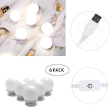 Dimmable Hollywood Style Lighted Vanity Makeup Mirror, LED Vanity Mirror Lights Kit with USB Port for Dressing Table, Mirror Not Included (4000K Natural White 6 Bulbs 5V USB) - Side View