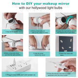 Dimmable Hollywood Style Lighted Vanity Makeup Mirror, LED Vanity Mirror Lights Kit with USB Port for Dressing Table, Mirror Not Included (4000K Natural White 6 Bulbs 5V USB) - Top-Down View