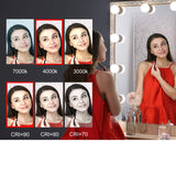 Dimmable Hollywood Style Lighted Vanity Makeup Mirror, LED Vanity Mirror Lights Kit with USB Port for Dressing Table, Mirror Not Included (4000K Natural White 6 Bulbs 5V USB) - 45-Degree Angle