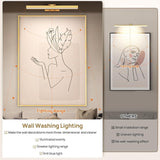 Picture Light Battery Operated, 16in Wireless Art Light for Paintings CCT Dimmable Recharging Battery Picture Light with Remote Control for Gallery Dartboard Art Bedroom Bathroom Gold - Rear View