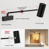 Rechargeable Picture Light with Remote Control, Adjustable Wall Sconce, 4000mAh Battery, Dimmable LED Art Light for Gallery, Bedroom & Bathroom - 45-Degree Angle