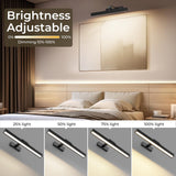 Picture Lights for Wall, Battery Operated Picture Light 16in Gallery Light for Paintings CCT Dimmable Recharging Battery Wall Light with Remote Control for Living Room Dartboard Art Black - Side View