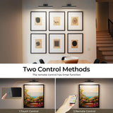 Picture Lights for Wall, Battery Operated Picture Light 16in Gallery Light for Paintings CCT Dimmable Recharging Battery Wall Light with Remote Control for Living Room Dartboard Art Black - Top-Down View