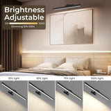Wall Picture Light, 24in Battery-Powered Gallery Light for Artwork, CCT Dimmable Rechargeable Battery Wall Lamp with Remote Control for Living Room, Gallery, and Dartboard (Black) - Side View