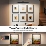 Wall Picture Light, 24in Battery-Powered Gallery Light for Artwork, CCT Dimmable Rechargeable Battery Wall Lamp with Remote Control for Living Room, Gallery, and Dartboard (Black) - Top-Down View