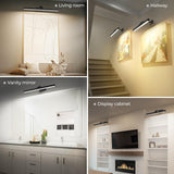 Wall Picture Light, 24in Battery-Powered Gallery Light for Artwork, CCT Dimmable Rechargeable Battery Wall Lamp with Remote Control for Living Room, Gallery, and Dartboard (Black) - Close-Up Angle