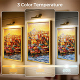 Picture Lights for Wall, Battery Operated Picture Light 16in Gallery Light for Paintings CCT Dimmable Gold - Front View
