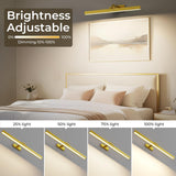 Wall Picture Light, 24in Battery-Powered Gallery Light for Artwork, CCT Dimmable Rechargeable Battery Wall Lamp with Remote Control for Living Room, Gallery, and Dartboard (Gold) - Side View