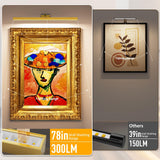 Wall Picture Light, 24in Battery-Powered Gallery Light for Artwork, CCT Dimmable Rechargeable Battery Wall Lamp with Remote Control for Living Room, Gallery, and Dartboard (Gold) - 45-Degree Angle