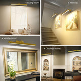 Wall Picture Light, 24in Battery-Powered Gallery Light for Artwork, CCT Dimmable Rechargeable Battery Wall Lamp with Remote Control for Living Room, Gallery, and Dartboard (Gold) - Close-Up Angle