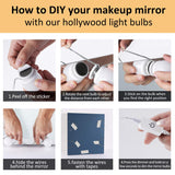 LED Makeup Vanity Lights with 14 Dimmable Light Bulbs, Hollywood Style Cosmetic Mirror Lights, USB Cable, 3 Color Modes for Dressing Room Tabletop Bedroom - Front View